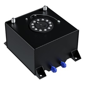 5 Gallon Fuel Cell 20L Universal Gas Tank with Level Sender,Aluminum Polished Racing Street Drift Strip Fuel Tank with Quick Release Fuel Cap,Black