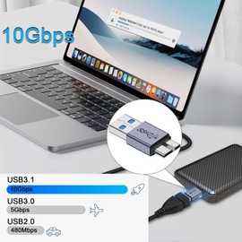 QIANRENON 10Gbps USB3.1 to Micro B External Hard Drive Adapter USB3.1 Male to USB3.0 Micro B Male Data Charging Connector, for External Hard Drive SSD, Digital Camera, Phone, 2 Pcs