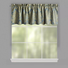 Unbranded Blue Damask Jacquard Window Valance 84”W x 24”L