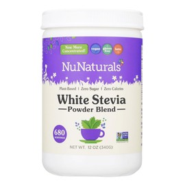 NuNaturals White Stevia Powder Blend, Plant-Based Sugar Substitute, Zero Calorie Sweetener, 12 oz