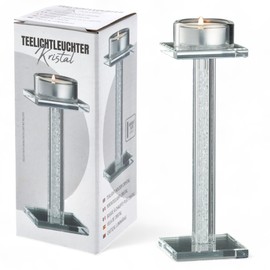 MIJOMA Teelichtleuchter Kristal – Glas-Kerzenhalter mit Kristalleffekt, 19 cm hoch – eleganter Deko-Leuchter für Wohnzimmer, Esstisch & Events (19cm hoch)