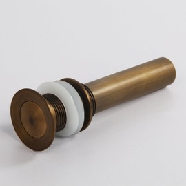 Wellsum Bathroom Faucet Vessel Vanity Sink Small Pop Up Drain Stopper Without Overflow, Antique Brass Sink Drainer