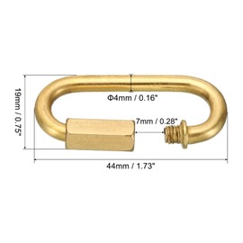 PATIKIL 4mm Copper Chain Quick Links, 2 Pack Screw Locking Chain Connector Oval Snap in Ring Hook Clips for Chandelier Backpack Tent, 44 Lbs Brass Tone