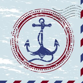 20 Cocktail Napkins Blue Anchor in Lifebuoy 25 cm