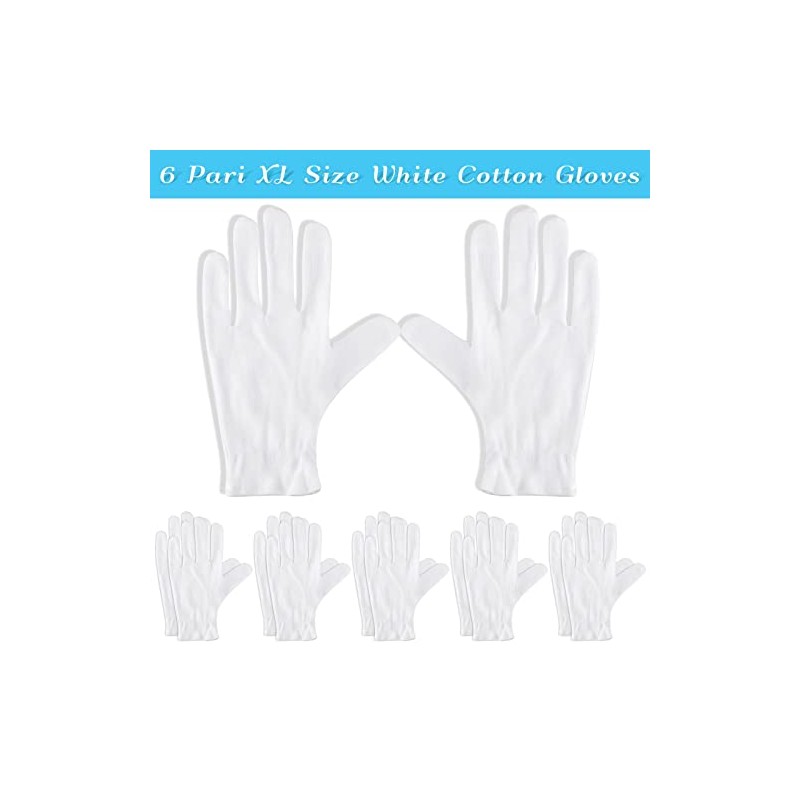 Paxcoo 6 pares de guantes de algodón blancos XL para