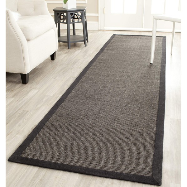 Safavieh Natural Fiber Collection NF441D Border Sisal Accent Rug, 2' x 3', Charcoal / Charcoal