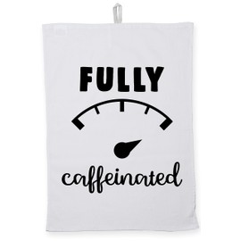 Hippowarehouse Fully caffeinated Tea Towel Eco Printed Dish Cloth Kitchen accessory 50cmx70cm 100% Cotton