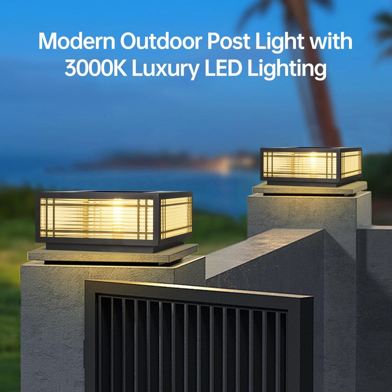 SLAWA Solar Post Light Fixture Exterior Pillar Light with LED