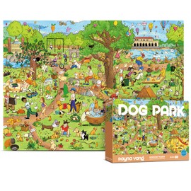 ANTELOPE 3 in 1 1000 Piece Puzzle Bundle - Dog Park, Drive in Movie, Roller Coaster - 1000 Piece Jigsaw Puzzle, Cartoon Style, 15 Years and Up