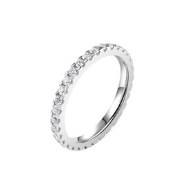 Delzzad S925 VVS Moissanite Stackable Eternity Ring Jewelry Perfect Birthday Mother’s Day Gift for Men Women Silver Rings Gold Rings Moissanite Wedding Set (Silver, 6)