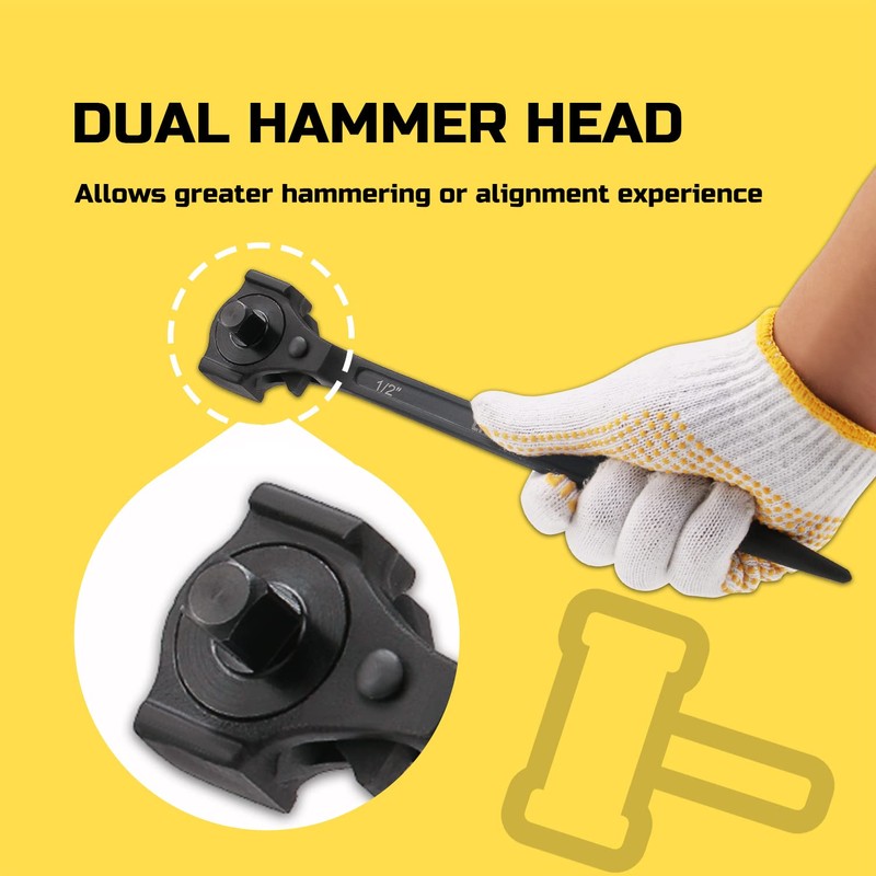 Lichamp 12.4" Spud Ratchet Wrench, 3/8" x 1/2" Dual Drive
