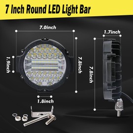 Round LED Off Road Pod Lights, 7 inch LED Offroad Driving Lights with Wiring Harness 201W 15000LM LED Driving Auxiliary Fog Lights for ATV, SUV, Truck, Pickup, Golf, 2 Pack