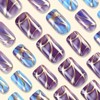 Purple Stripe Fake Nails Short Square Press on Nails Full