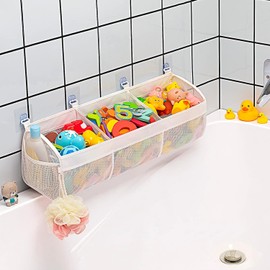 Organizador De Juguetes De Baño,Organizador Colgante De Juguetes De Baño,Organizador De Juguetes De Diseño De Malla Con 3 Compartimentos,Almacenamiento Y Clasificación De Juguetes,Ideal Para El Baño.