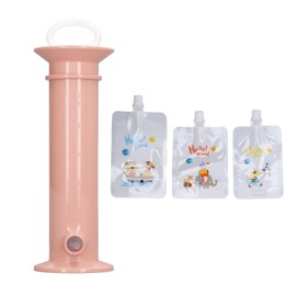 Toddler Reusable Fruit Puree Squeeze Filler Professional Ergonomic Baby Food Pouch Maker with Pouch Pink