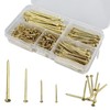 350 Piece Wall Nail Set, Brass-Plated Nails Assortment, Brass Coated