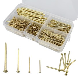 350 Piece Wall Nail Set, Brass-Plated Nails Assortment, Brass Coated Nails for Woodworking, Golden Nails for Wall Hanging, Brass Nails (20 mm/25 mm/40 mm/50 mm)