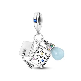 Streetculture Luminous Academic Doctor Hat Study University Lawyer Charm 925 Silver Charm Bracelet Pendant Accessories Gift Sterling Silver 2614, Sterling Silver
