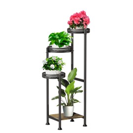OUDUOPLANT 4 Tier Plant Stand Indoor,32in Tall Corner Metal Black Plant Stands,Modern Tiered Plant Holder for Outdoor Patio Garden Balcony
