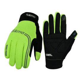 Sikma windproof cycling gloves Midseason and Winter Padded Palm Touchscreen Full Finger Breathable for biker rider motorcyclist outdoor.