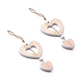GIDWRIY Pack of 2 Decorative Hearts for Hanging, Wooden Window Decoration, Hanging Wooden Hearts, Hanging Decoration, Wooden Heart Decorative Hanging, Window Decoration for Hanging, Window Frame