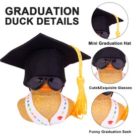 MuMyer Graduation Rubber Duck Car Ornaments, Duck Car Dashboard Decorations for Graduation Gift with Mini Sunglasses Graduate Hat and Sash(G6), G6-green-g, JJ116F