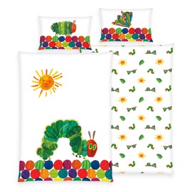 Wild South Shop The Very Hungry Caterpillar Bed Linen 40 x 60 + 100 x 135 cm, 100% Cotton with Zip