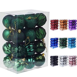 Dohance Christmas Balls Ornaments, Xmas Ball Baubles Set - Shatterproof Decorative Hanging Ornaments Baubles Set for Xmas Tree (Dark Green, 60mm/2.36")