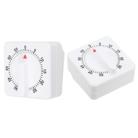 PATIKIL 60-Minute Visual Countdown Timer, 2 Pcs Mechanical Wind Up Timer for Home Kitchen Cooking Classroom Study Tool, White