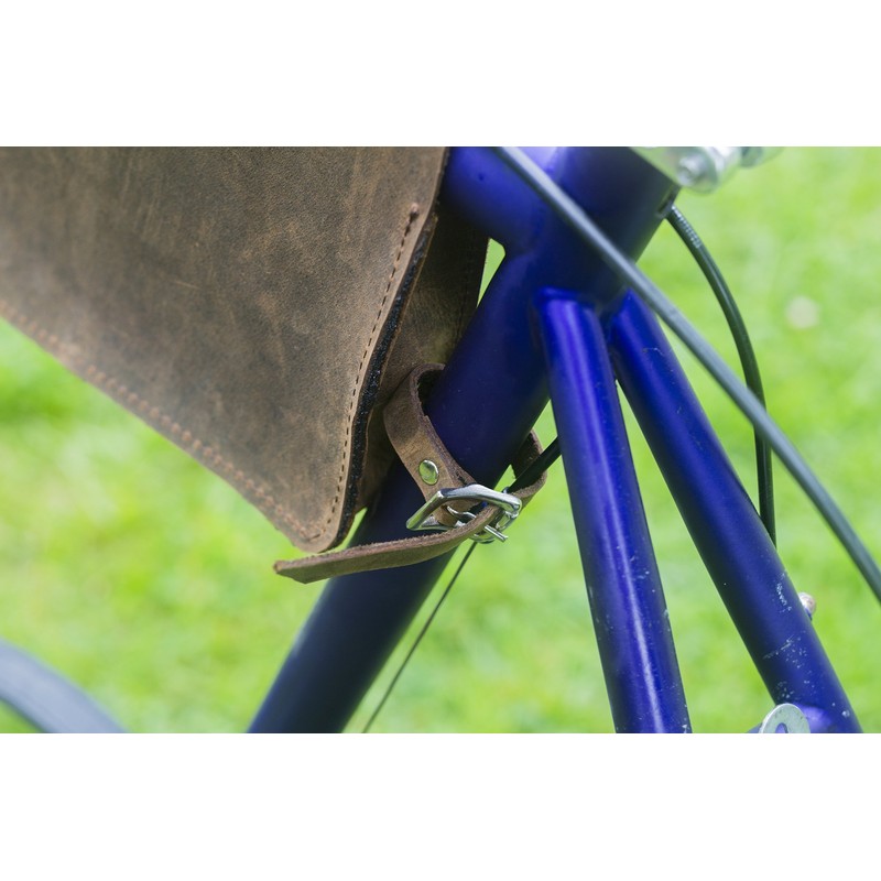 Frame Satchel Bag For Bicycle Genuine Leather ANTIQUE BROWN Bike