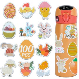 Bifarde 100Pcs Easter Stickers - Vinyl Waterproof Egg Stickers for Water Bottle Laptop Luggage Car Bike Phone Scrapbooking Skateboard Helmet
