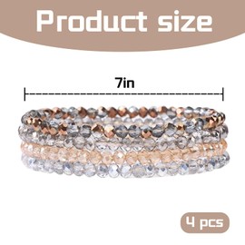 MniimaLuxe Women's Crystal Beads Bracelet, Pearl Bracelet, Women's for Women and Girls, Pack of 4, Ore, None