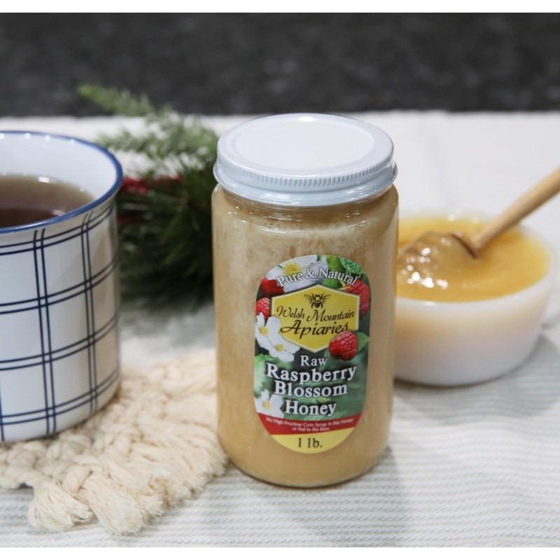 Raspberry Blossom Honey by Welsh Mountain Apiaries, Raw and Unfiltered,