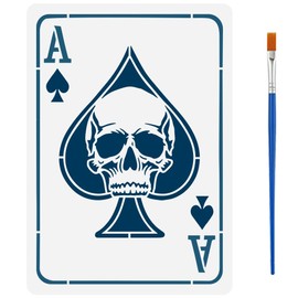 FINGERINSPIRE Playing Cards Painting Stencil with a Brush 21x29.7cm Spades A Pattern Drawing Template Skeletons DIY Decoration Stencil for Painting on Wood Wall Fabric Furniture