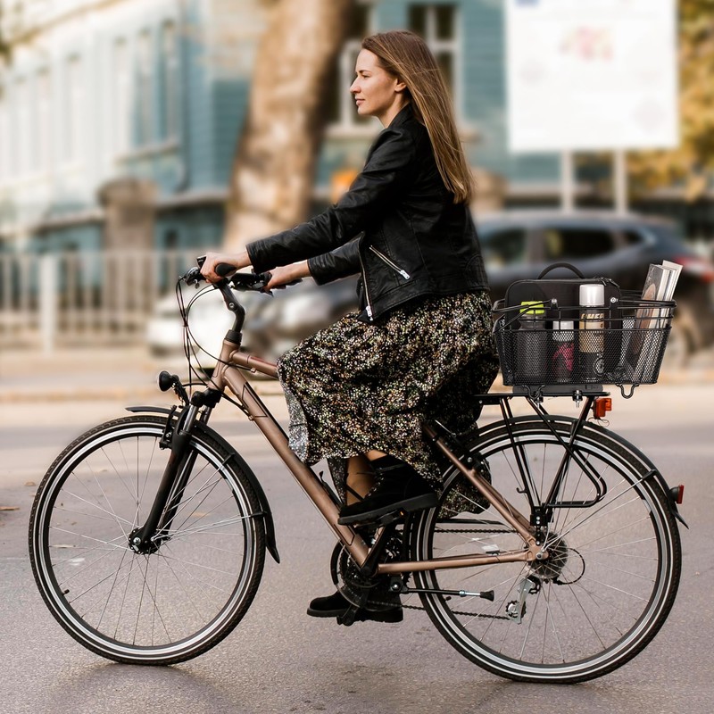 Rear Bike Basket with Handle - Quick Release Bicycle Rear