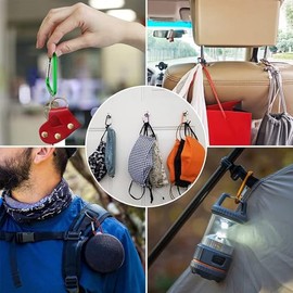 10PCS / 20PCS Mosquetón de Aluminio, Mosquetones Multifuncionales, Clips de Mosquetóns con 10PCS /20 Llaveros Redondos, Llaveross para Hombre, Aplicable Cuerdas, Botellas de Agua