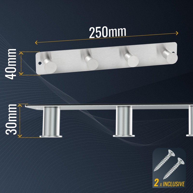 RICOO Heavy Duty Stainless Steel Wall Mounted Coat Hooks, MH025S-4x3,