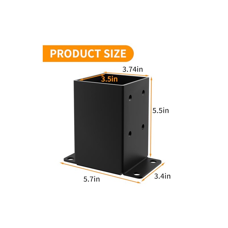 4x4 Post Base 4PCS, Inner Size 3.5x3.5 Inch Fence Post