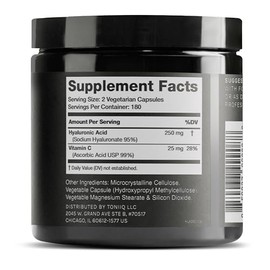 Ultra High Purity Hyaluronic Acid Capsules - 95%+ Highly Purified and Highly Bioavailable - 275mg Formula - Non-GMO Fermentation - High Strength with 
