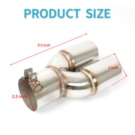 KHK 2.5" Dual Exhaust Tip - 2.5" Inlet 3" Outlet 9.5" Overall Length Diesel Exhaust Tips,Stainless Steel Weld On Truck Tailtip, Universal Fit for Trucks & Cars -Polished