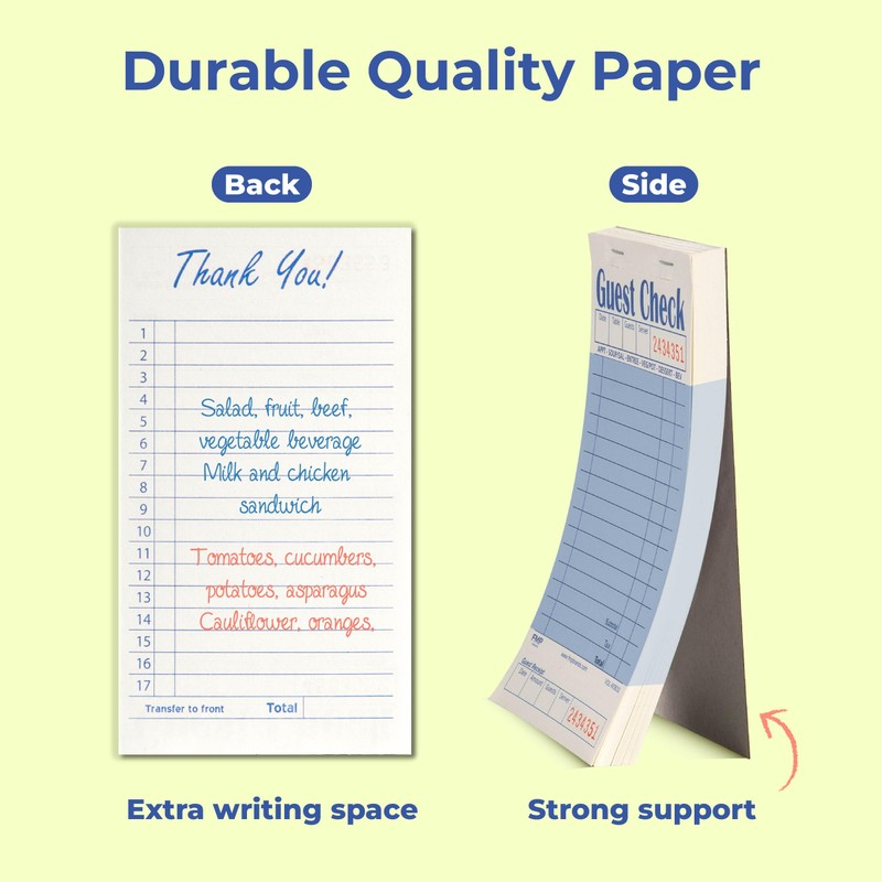 FMP Brands Guest Check Books for Servers, Server Note Pads