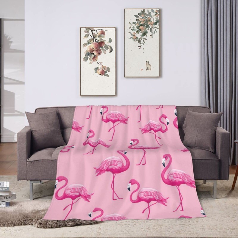 Flamingo Blanket Soft Warm Pink Flamingo Animal Fleece Throw Blanket