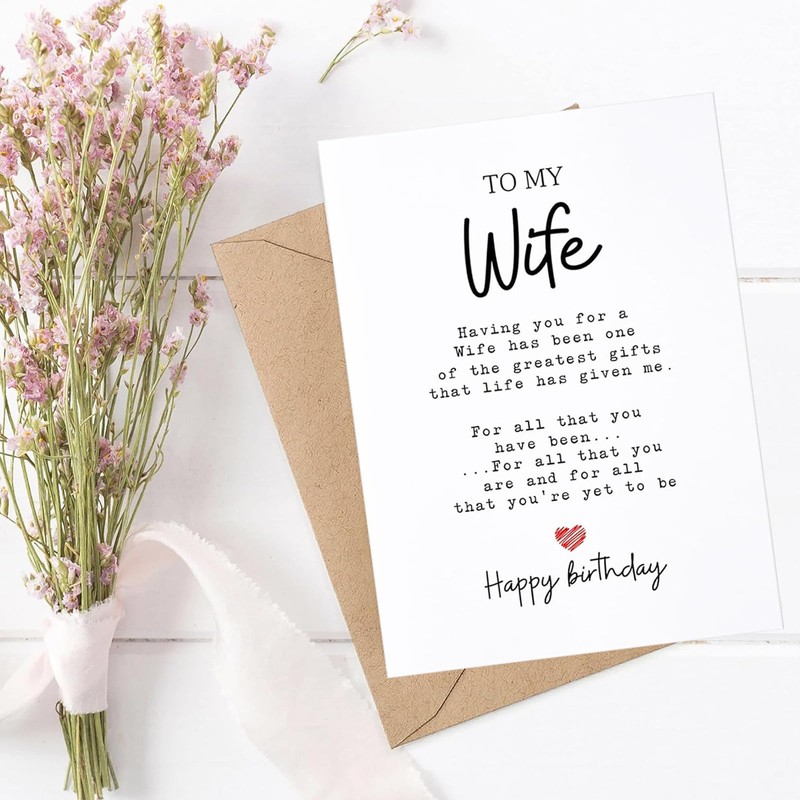 TuoYi Birthday Card for Wife with Heartfelt Message, 5.3 x