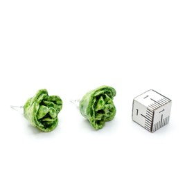Miniblings Lettuce Salad Stud Earrings Cooking Chef Iceberg Lettuce Green - Handmade Fashion Jewellery I Earrings Stud Earrings, 10 mm, Plastic