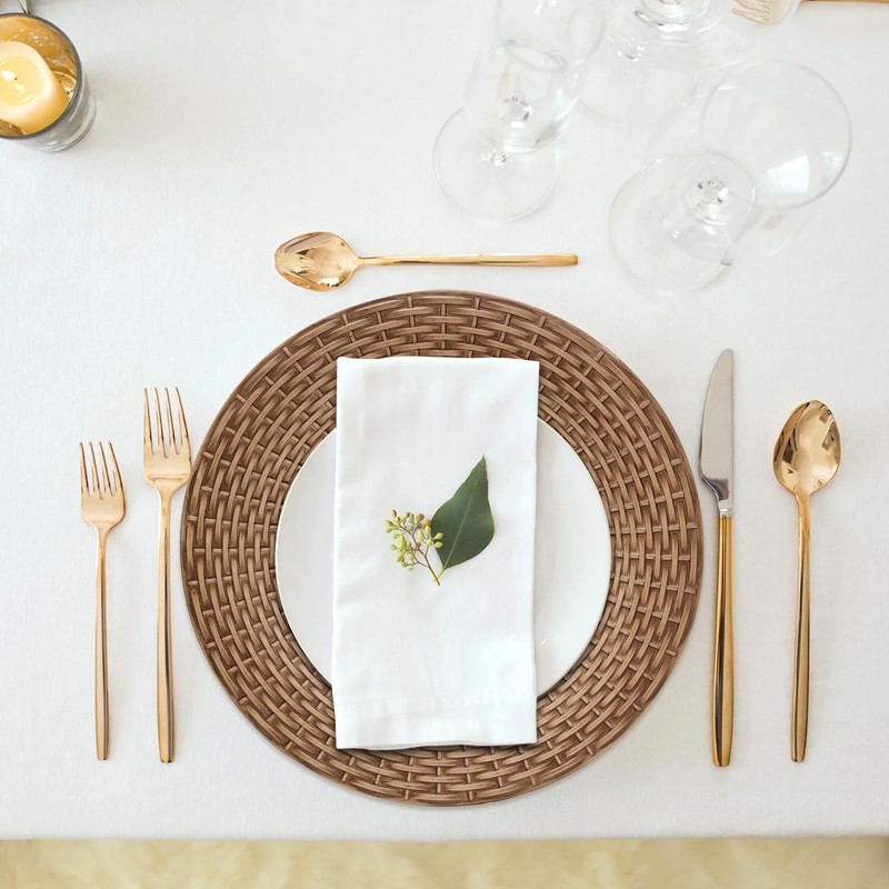 MAONAME Faux Rattan Charger Plates Set of 12, Table Chargers