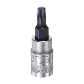 sourcing map Torx Bit Socket T25 Solid Star 1/4" Drive 1.46" Length S2 Steel Bit CR-V Socket for Ratchet Wrench, Slide Bar, Extension Rod