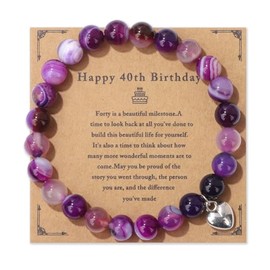 Pingyongchang Birthday Gifts for Women Men Crystal Natural Stone Bracelets 13 16 18 21 30 40 50 60 70 Year old Gifts Inspirational Mothers Day Birthday Gift Ideas-40th