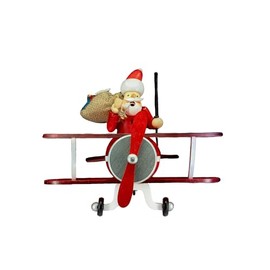 Kaladia Wooden Incense Smoker Figurine, Santa Claus on a Plane, for Incense Cones, Size M, Size: Approx. 18 cm