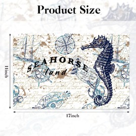 Bayson 50 Pack Summer Beach Ocean Navy Blue Disposable Paper Placemats, Vintage Seahorse Paper Table Place Mats for Dinner Table Setting Wedding Party Kitchen Decor 11"x 17"