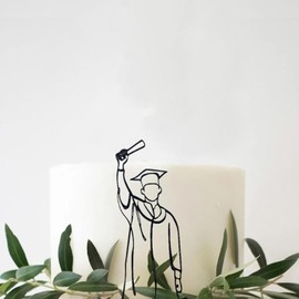 1 decoración de acrílico para decoración lateral de pastel de graduación minimalista de color negro para fiestas de graduación y celebraciones (animación)